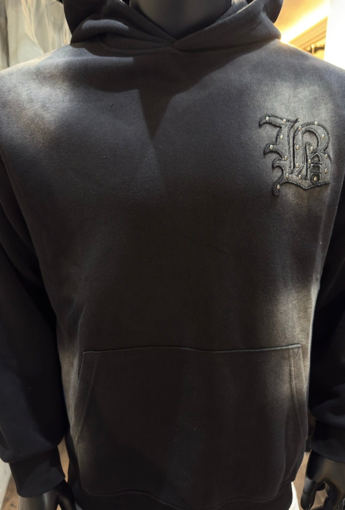 Black Gothic Crest Pullover Hoodie