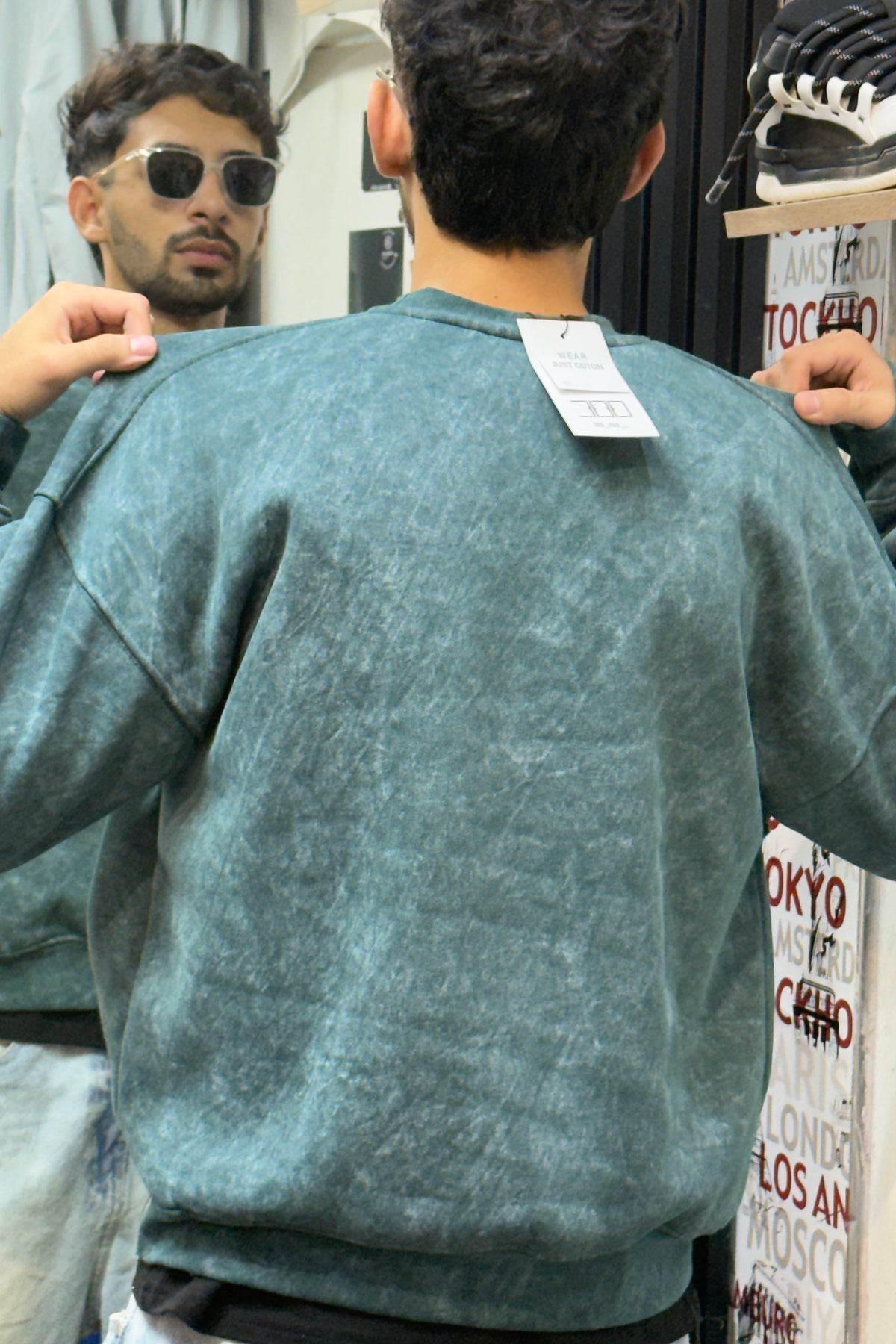 Washed Teal Green Graphic Sweatshirt