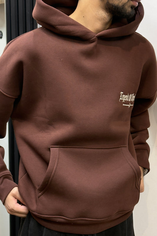 Chocolate Brown Gothic Crest Hoodie