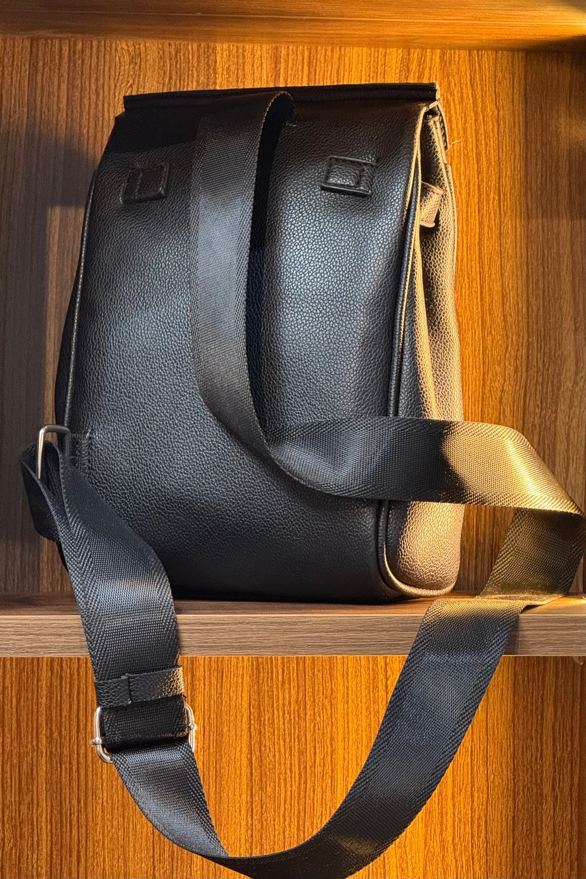 Black Pebbled Leather Crossbody Bag