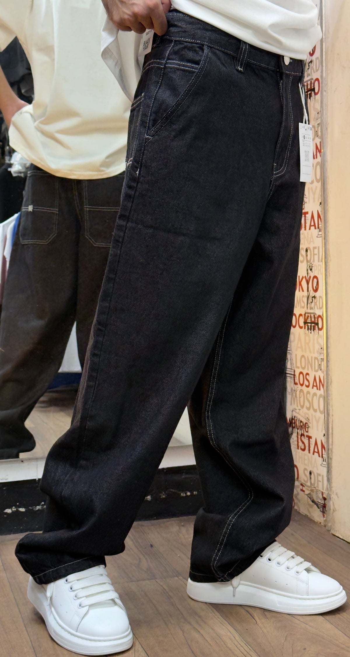 BRIDGE BAGGY JEAN RAW BLACK