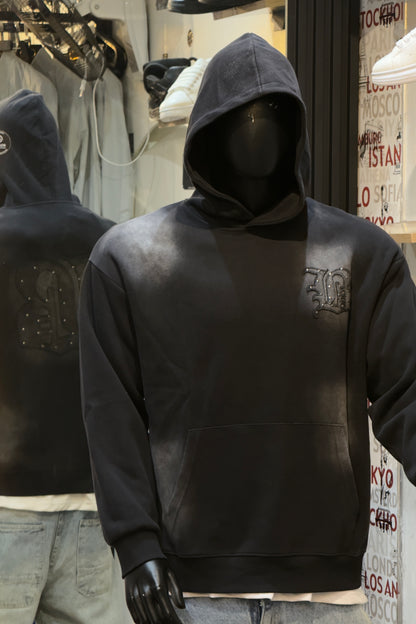 Black Gothic Crest Pullover Hoodie