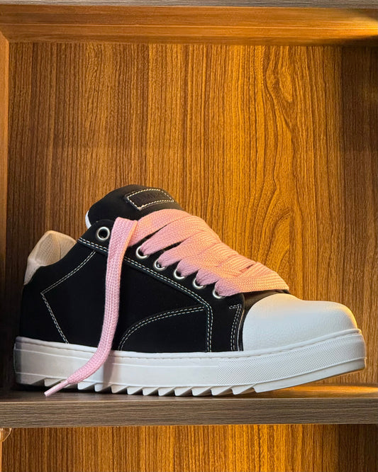 NUMERIS Black Skate Sneaker (Pink Laces)
