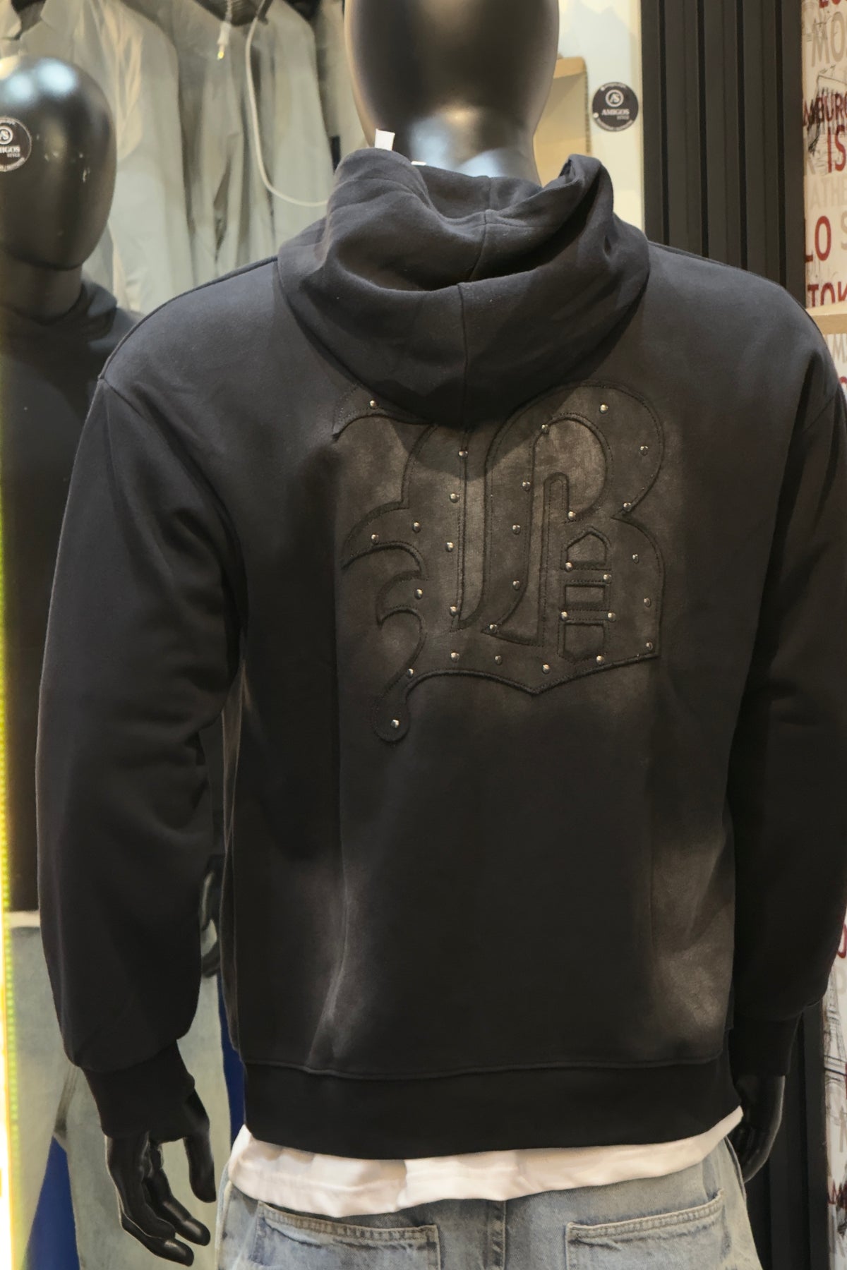 Black Gothic Crest Pullover Hoodie