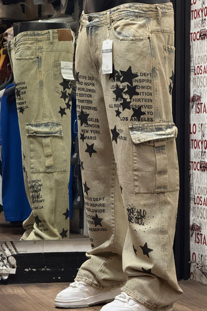 Dirty Star Graphic Cargo Jeans
