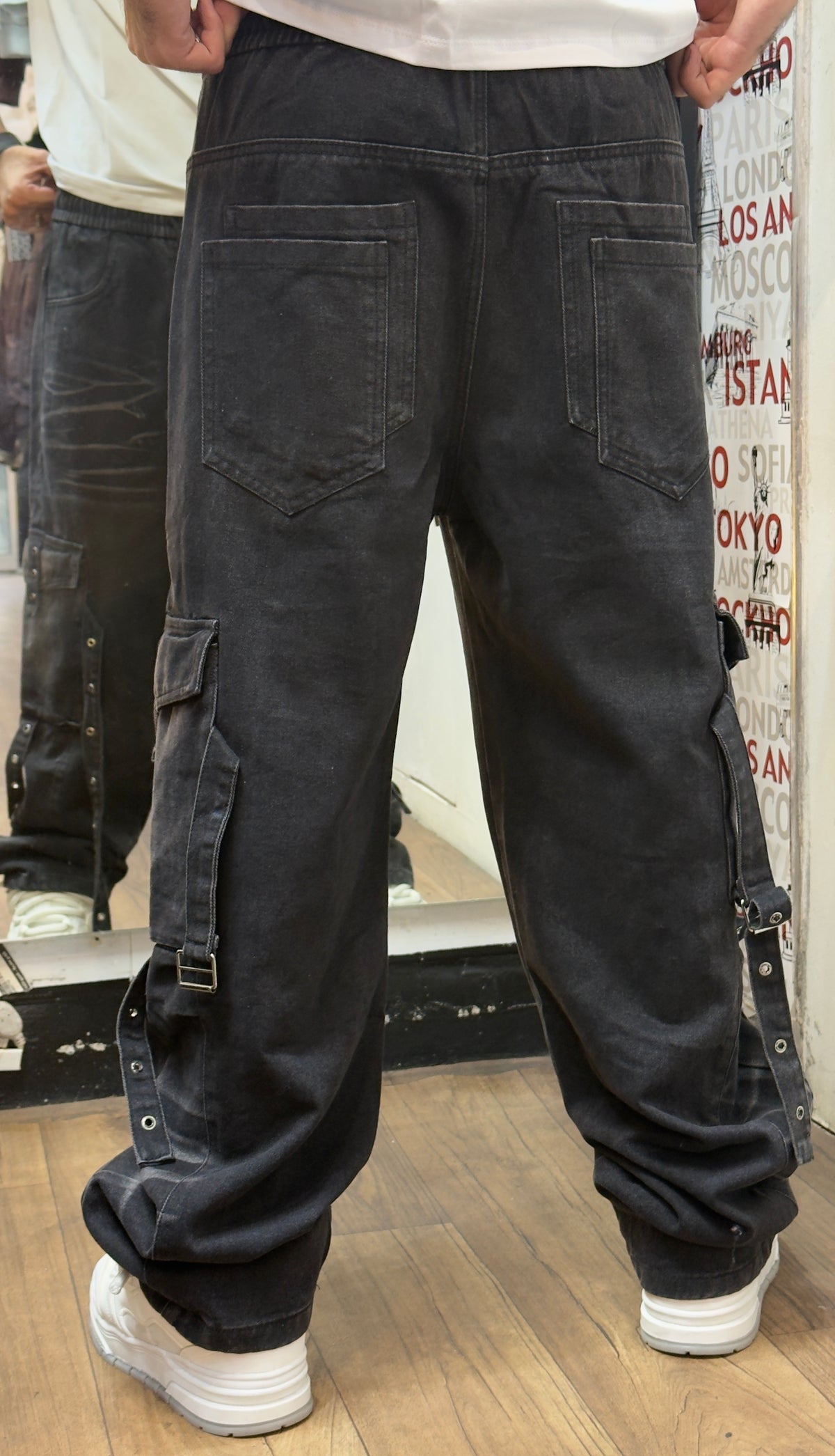 CARGO JEANS LASER BLACK CN