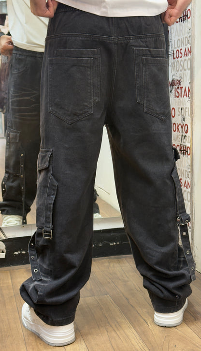 CARGO JEANS LASER BLACK CN