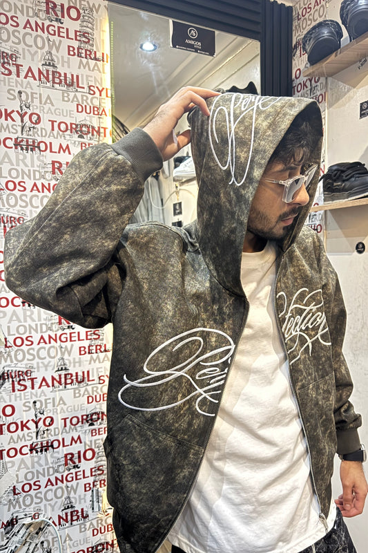 Acid-Wash "Perfection" Zip Hoodie
