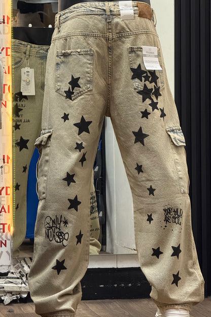 Dirty Star Graphic Cargo Jeans