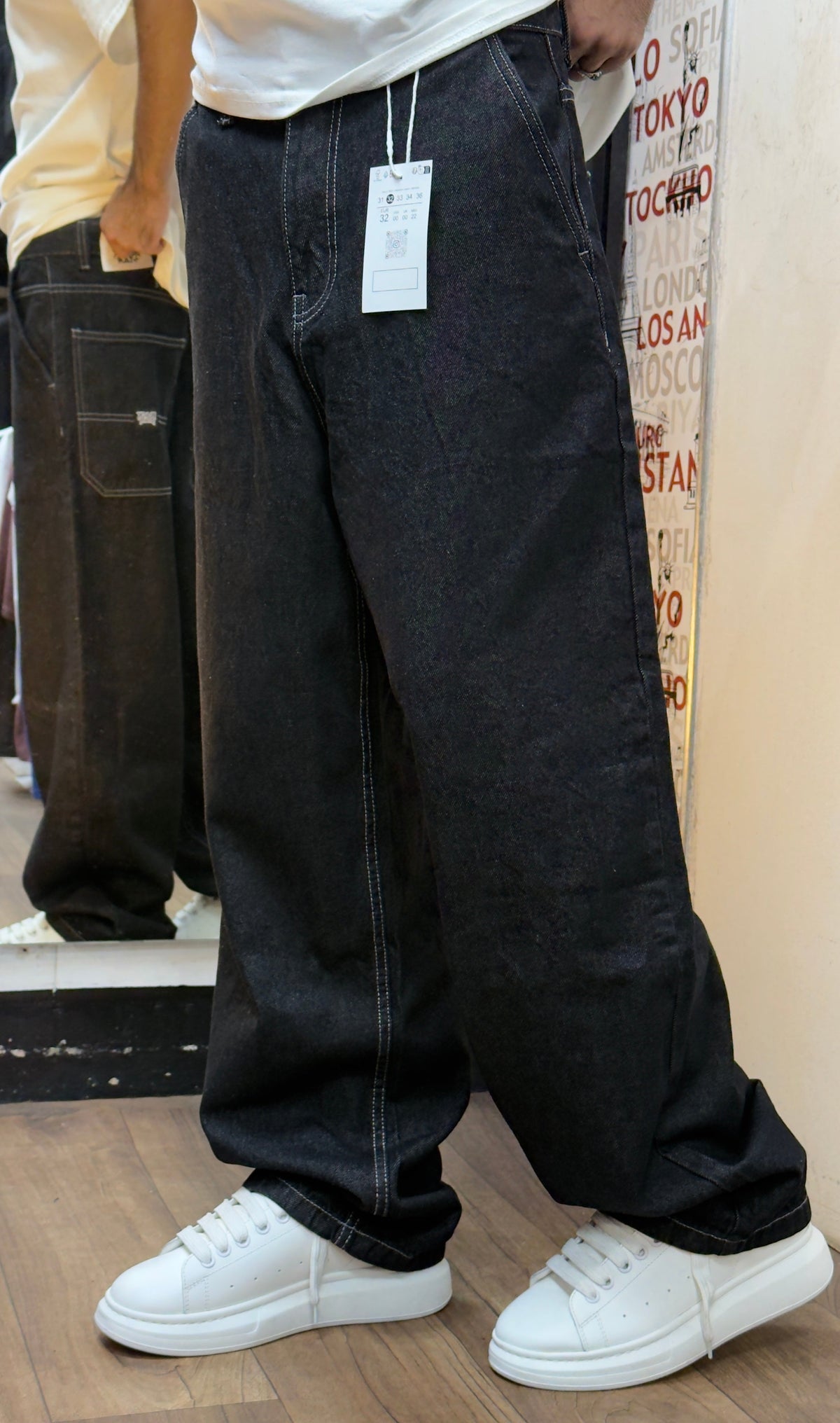 BRIDGE BAGGY JEAN RAW BLACK
