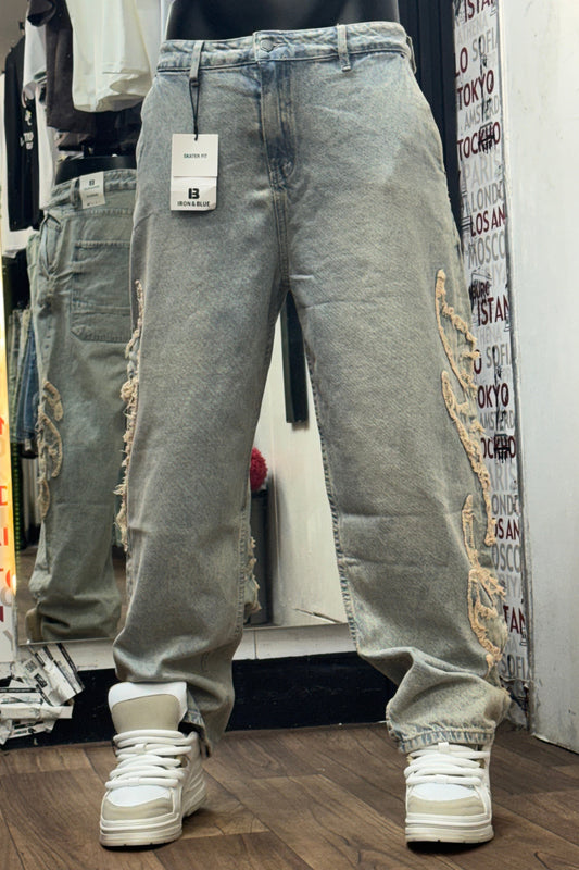 SKATER JEAN VN DRAGON GRIS DIRTY