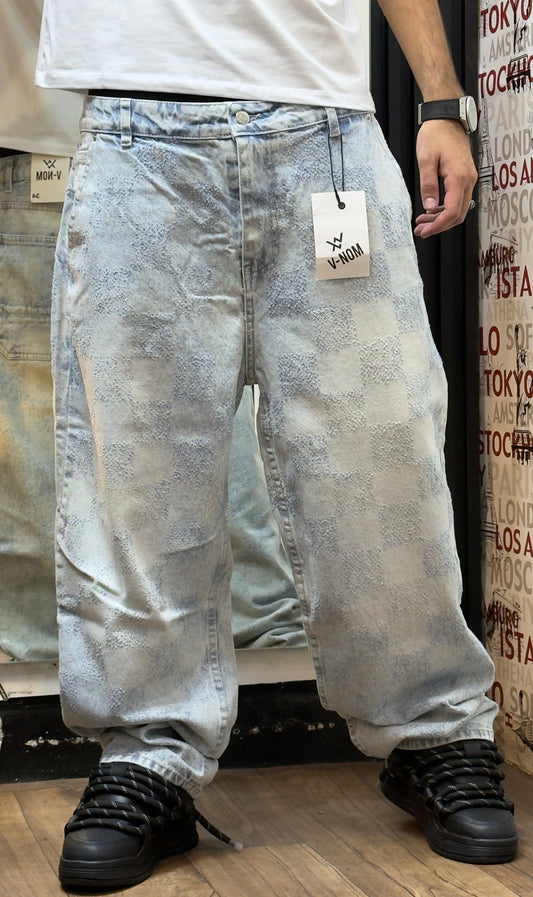 JEAN BAGGY LASER PATTERN LIGHT BLEU