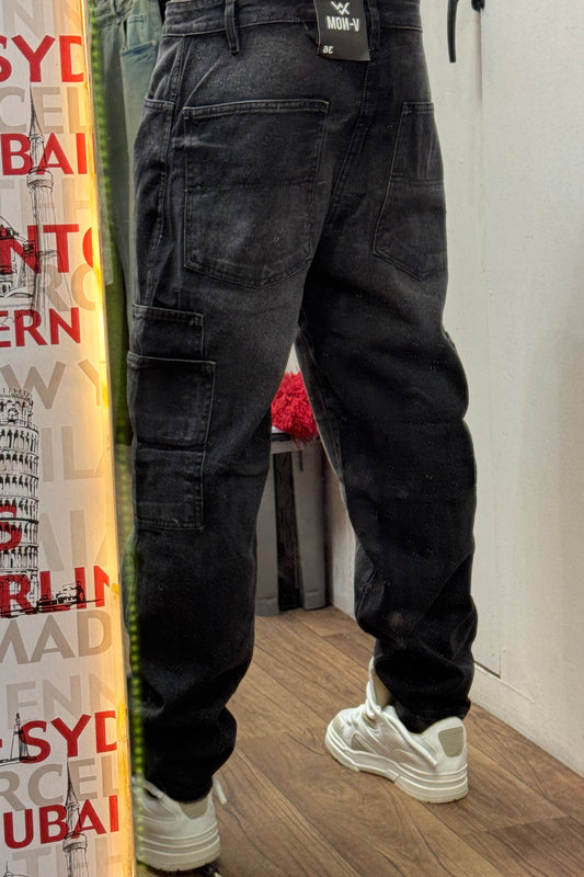 BAGGY JEAN VN DOUBLE POCHE GRIS NOIR