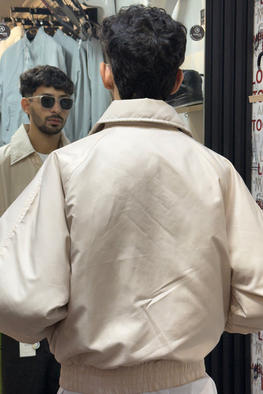 BRENZ Cream Minimalist Zip-Up Jacket