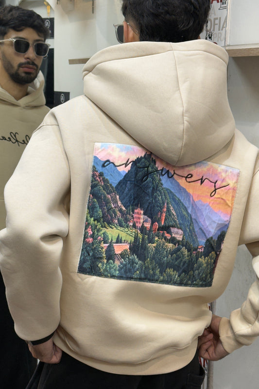 "Be Real" Graphic Patch Beige Hoodie