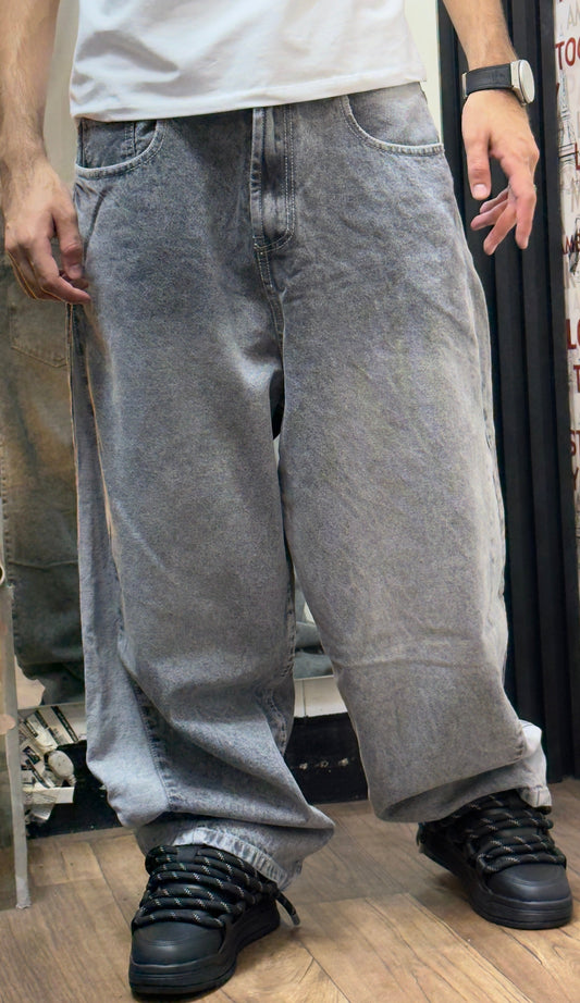 BAGGY JEAN GREY ACID WASH