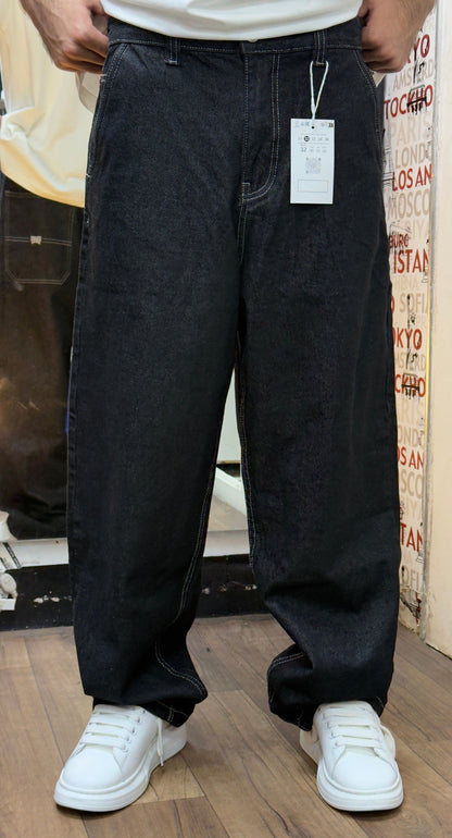 BRIDGE BAGGY JEAN RAW BLACK