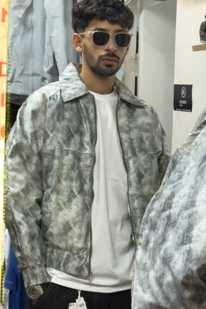 BRENZ Acid Wash Green Harrington Zip Jacket