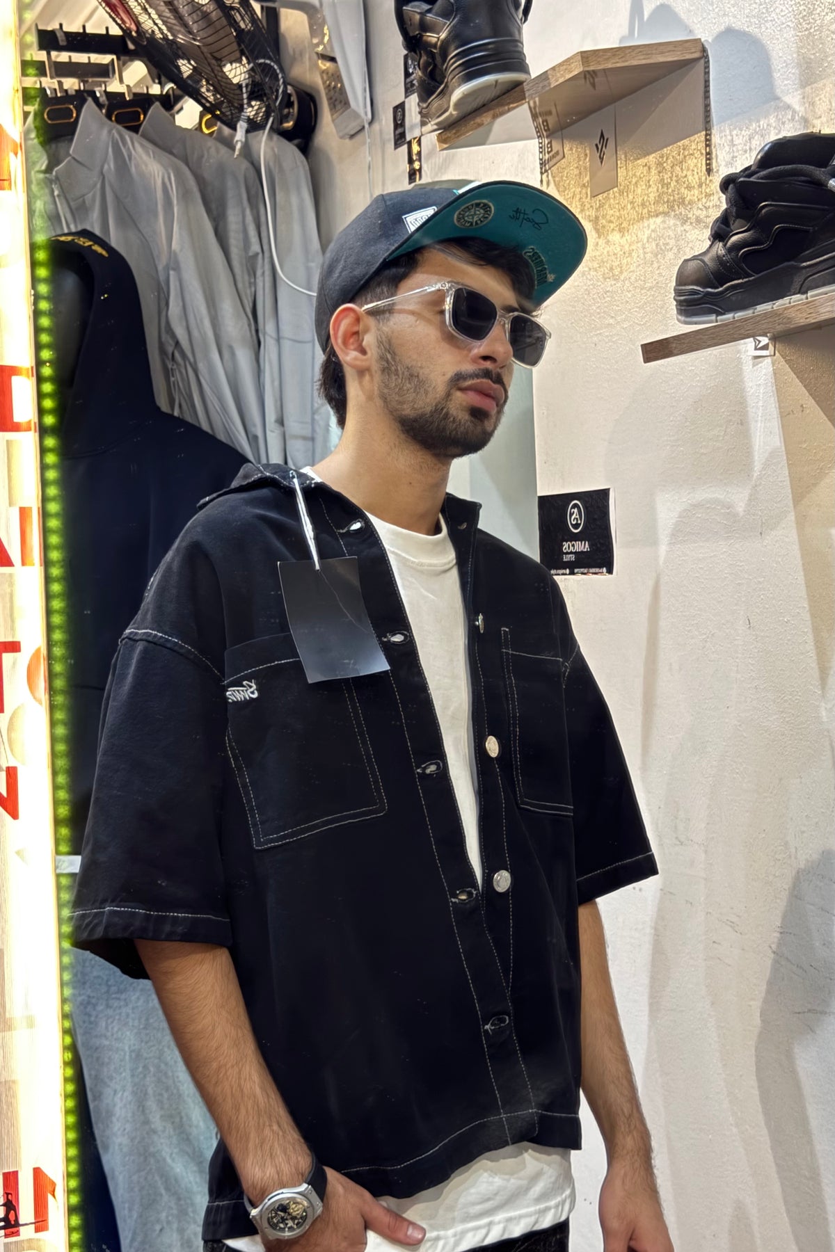 STWD Short-Sleeve BLACK Denim Overshirt
