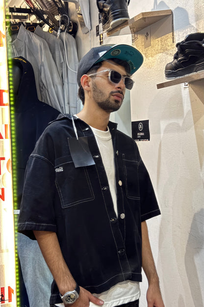 STWD Short-Sleeve BLACK Denim Overshirt
