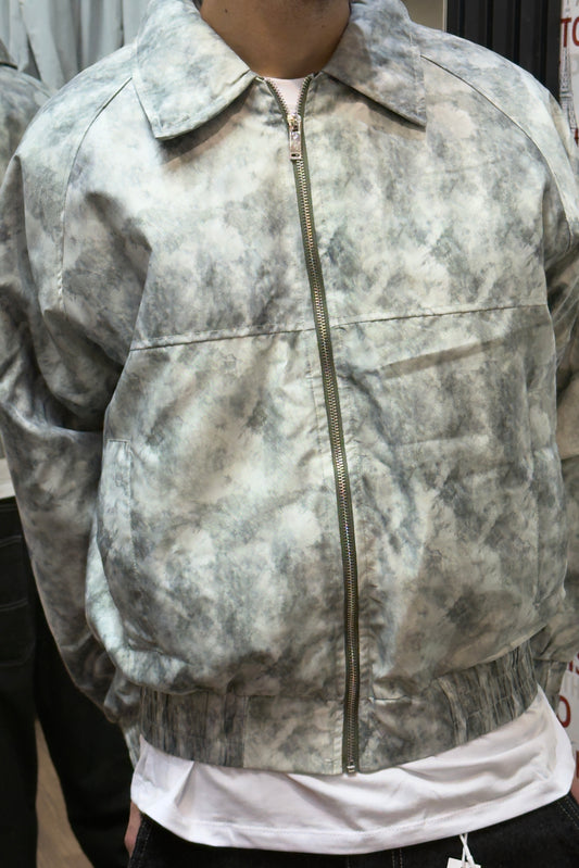 BRENZ Acid Wash Green Harrington Zip Jacket