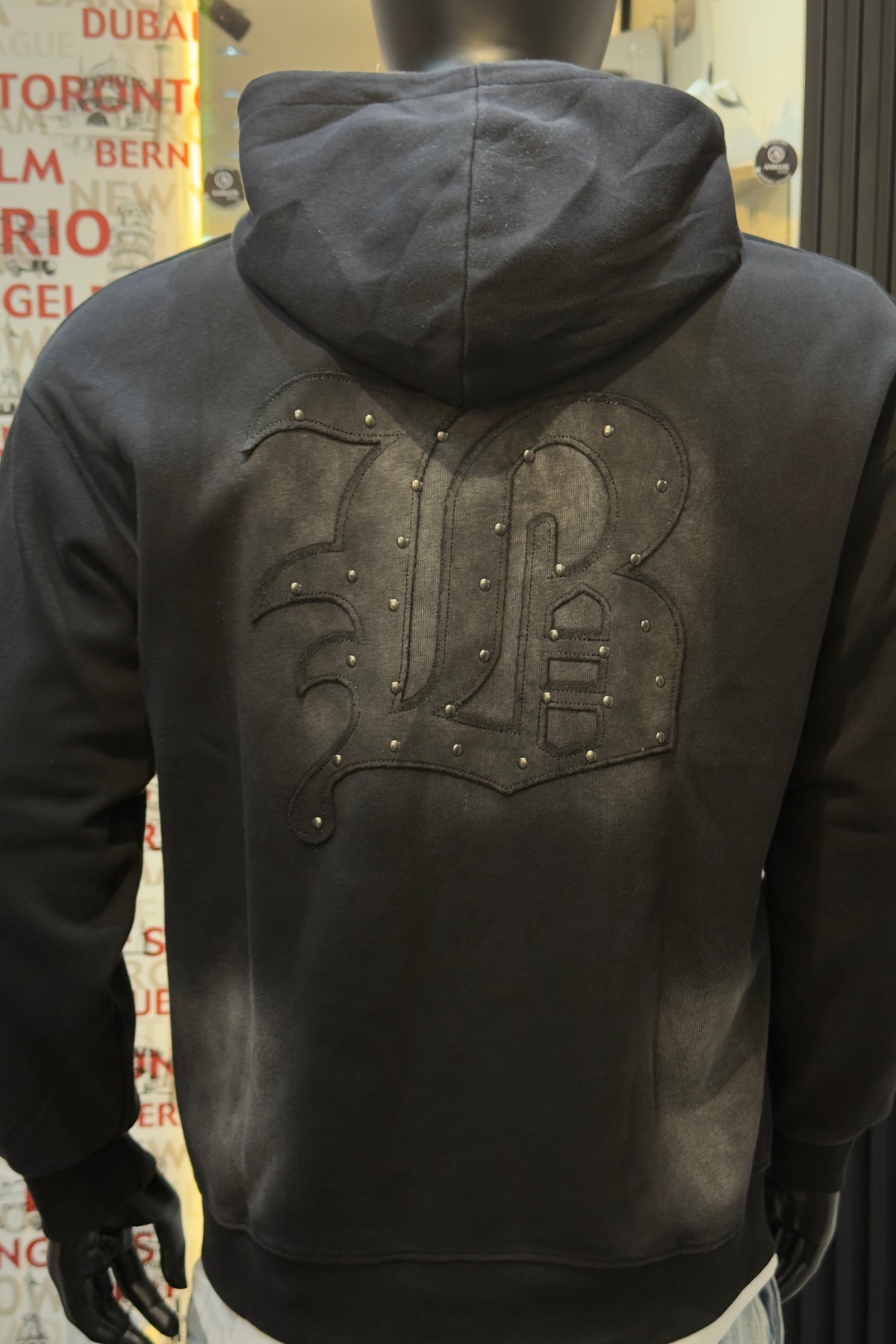 Black Gothic Crest Pullover Hoodie