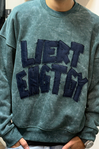 Washed Teal Green Graphic Sweatshirt