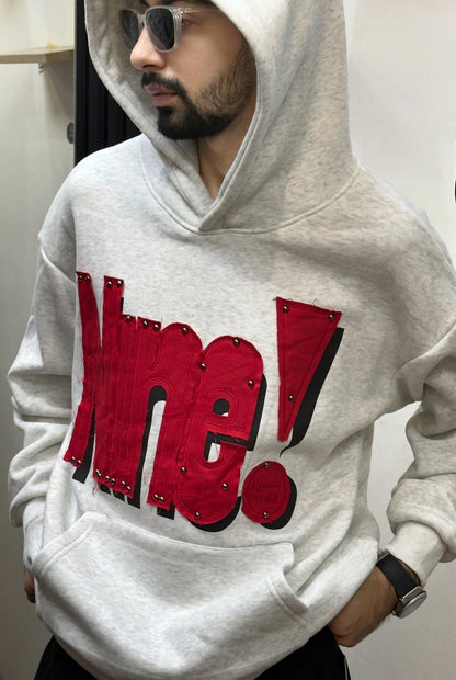 Heather Grey Studded Patchwork Hoodie