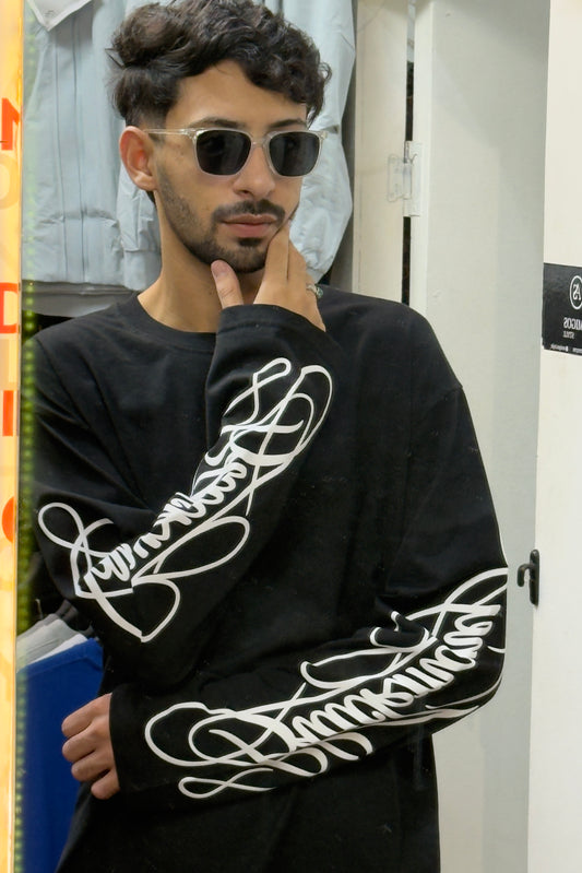 Black Long-Sleeve Graphic T-Shirt