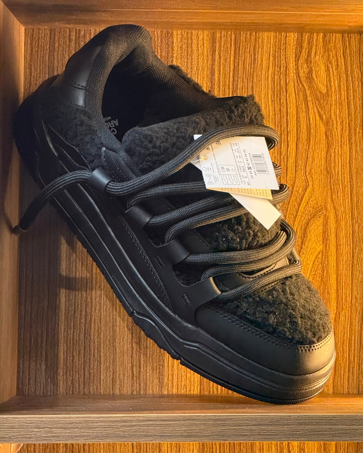 Black Faux-Fur Chunky Skate Sneaker