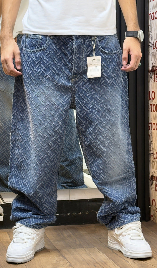 BAGGY JEAN LASER GEOMETRIC BLUE