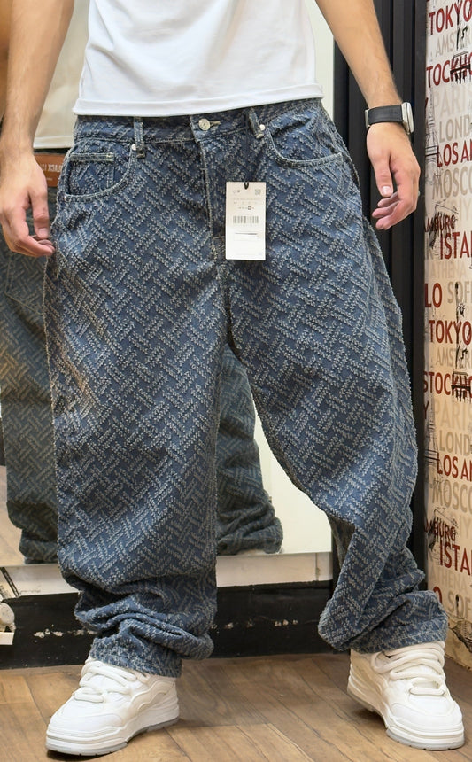 BAGGY JEAN LASER GEOMETRIC WASH