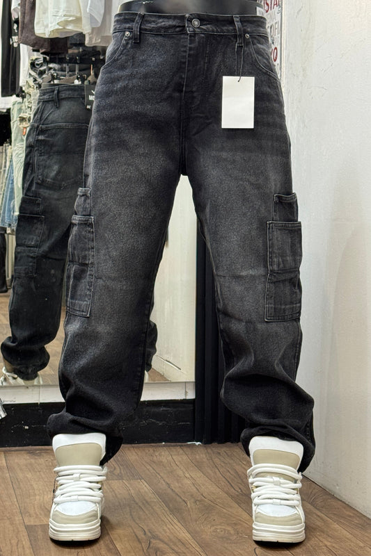 BAGGY JEAN VN DOUBLE POCHE GRIS NOIR