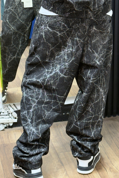 Black Marble Effect Denim Set