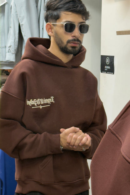Chocolate Brown Gothic Crest Hoodie