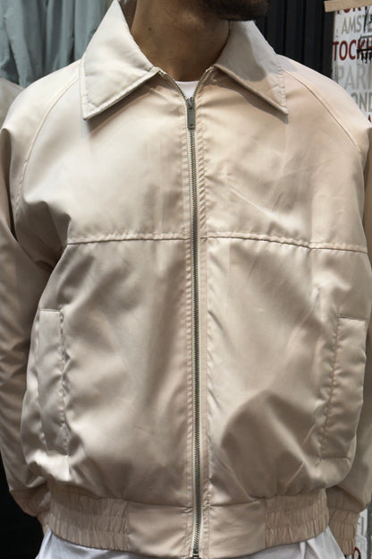 BRENZ Cream Minimalist Zip-Up Jacket