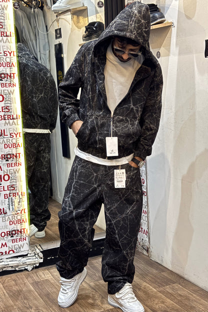 Black Marble Effect Denim Set