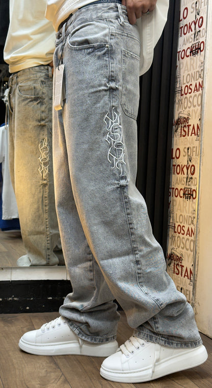 STITCH BAGGY JEAN GREY