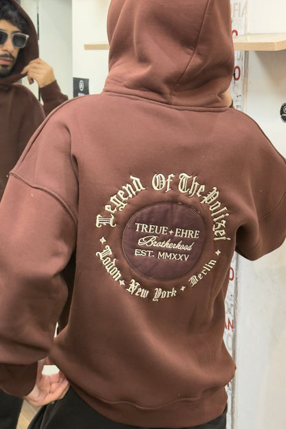Chocolate Brown Gothic Crest Hoodie