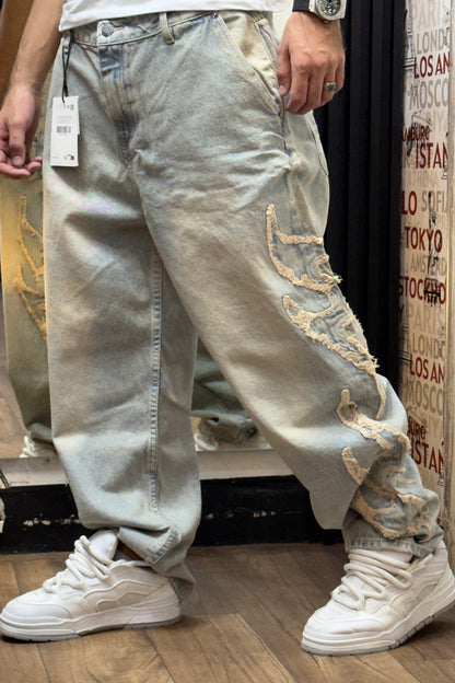 BAGGY JEAN FLAME PATCH DIRTY WASH