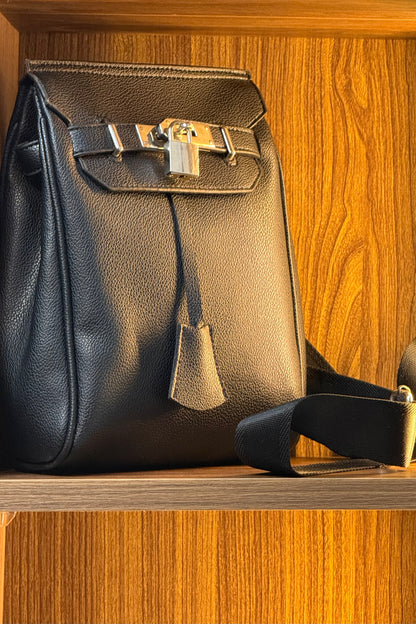 Black Pebbled Leather Crossbody Bag